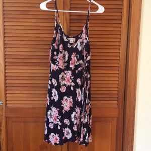 Floral wrap sundress size medium navy pink flower